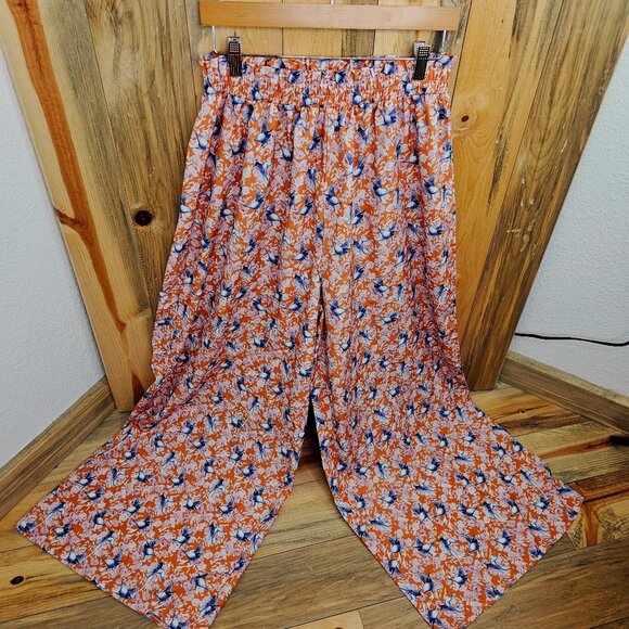Shein Roses and Bird Print Wide Leg Pants Size XL - Picture 5 of 11